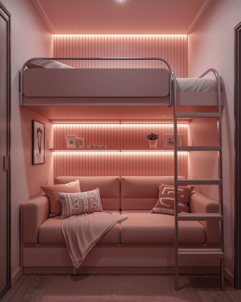 8. Aesthetic Pink Bunk Bed Room Ideas for a Cozy Interior