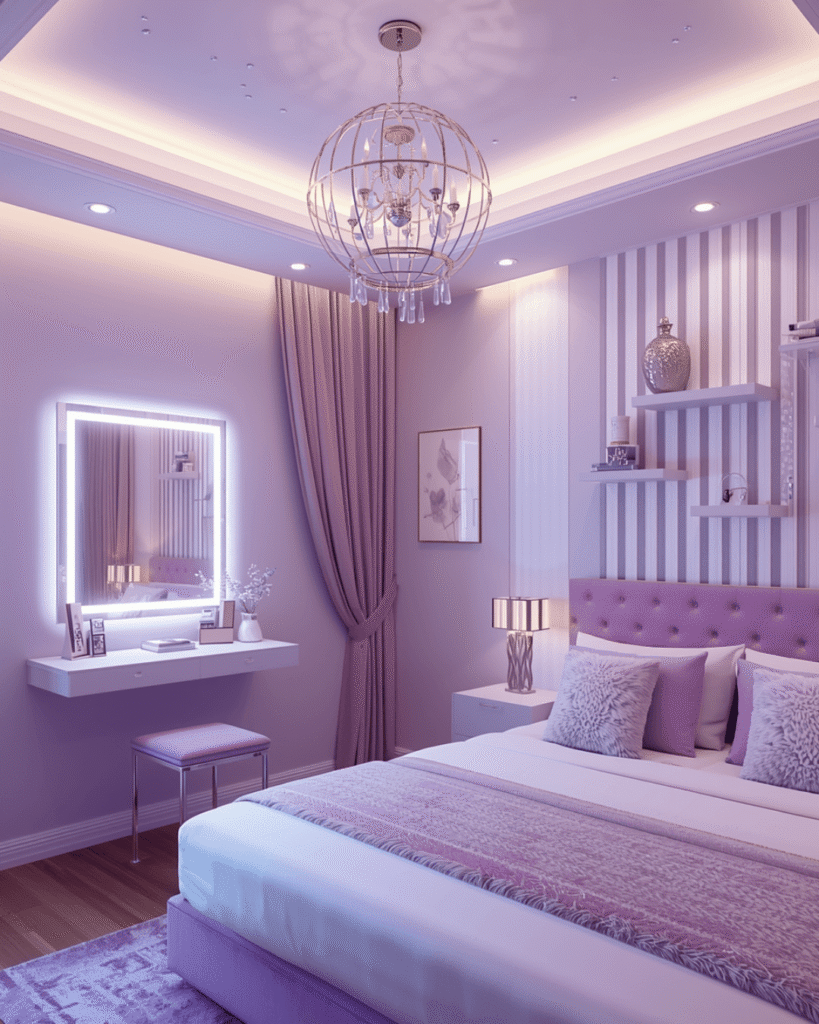 8. Chic Lavender Vanity Corner Ideas