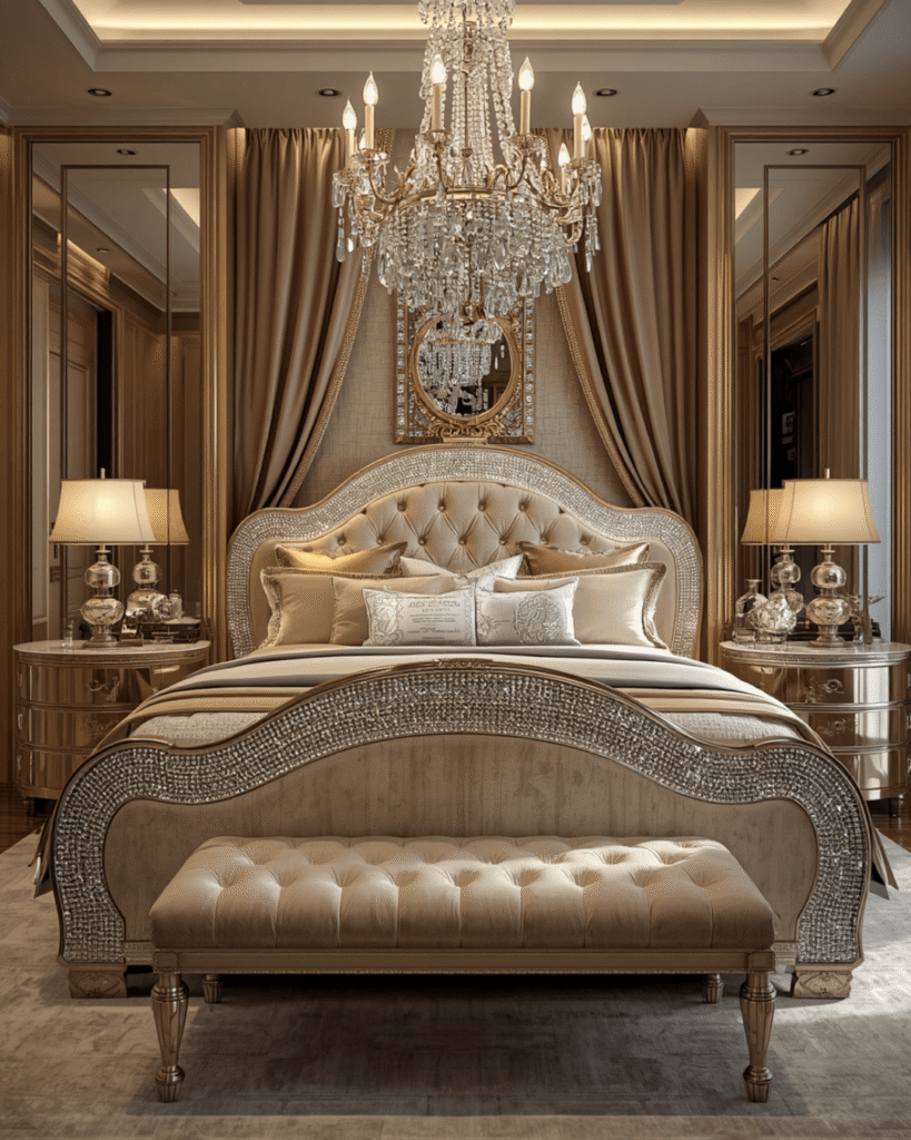 8. Contemporary Bedroom Styling With Glittering Decor