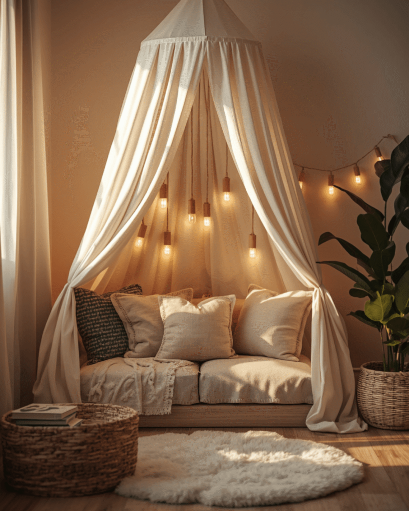8. Cute Reading Corner Ideas with Soft Cushions