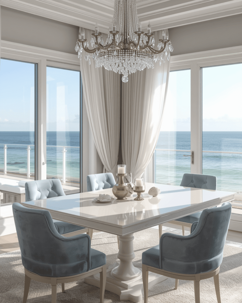 8. Elegant Seaside Dining Room Decor for Modern Homes