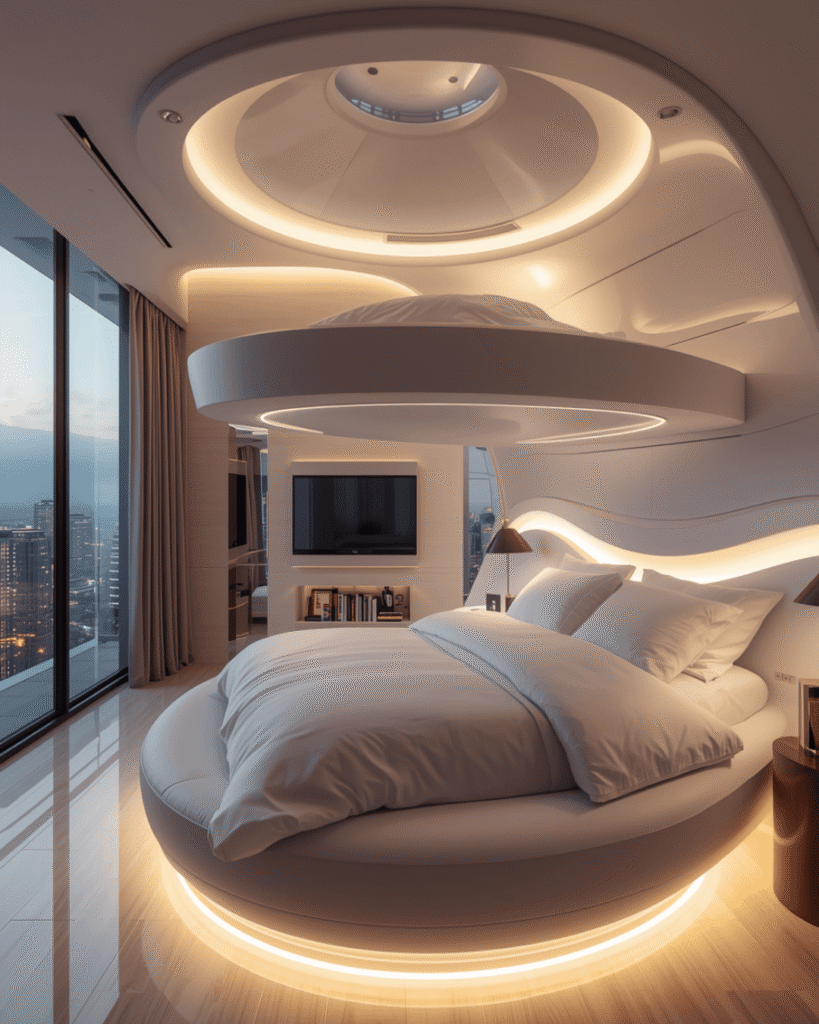 8. Modern Urban Bedroom Inspiration with Futuristic Decor