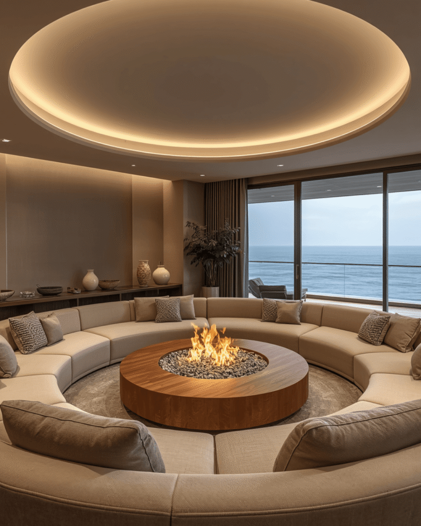 8. Sophisticated Curved Sofa Living Room Inspiration