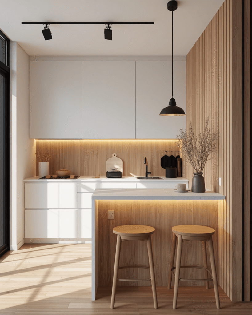 8. Stylish Open Kitchen Layout with Modern Decor