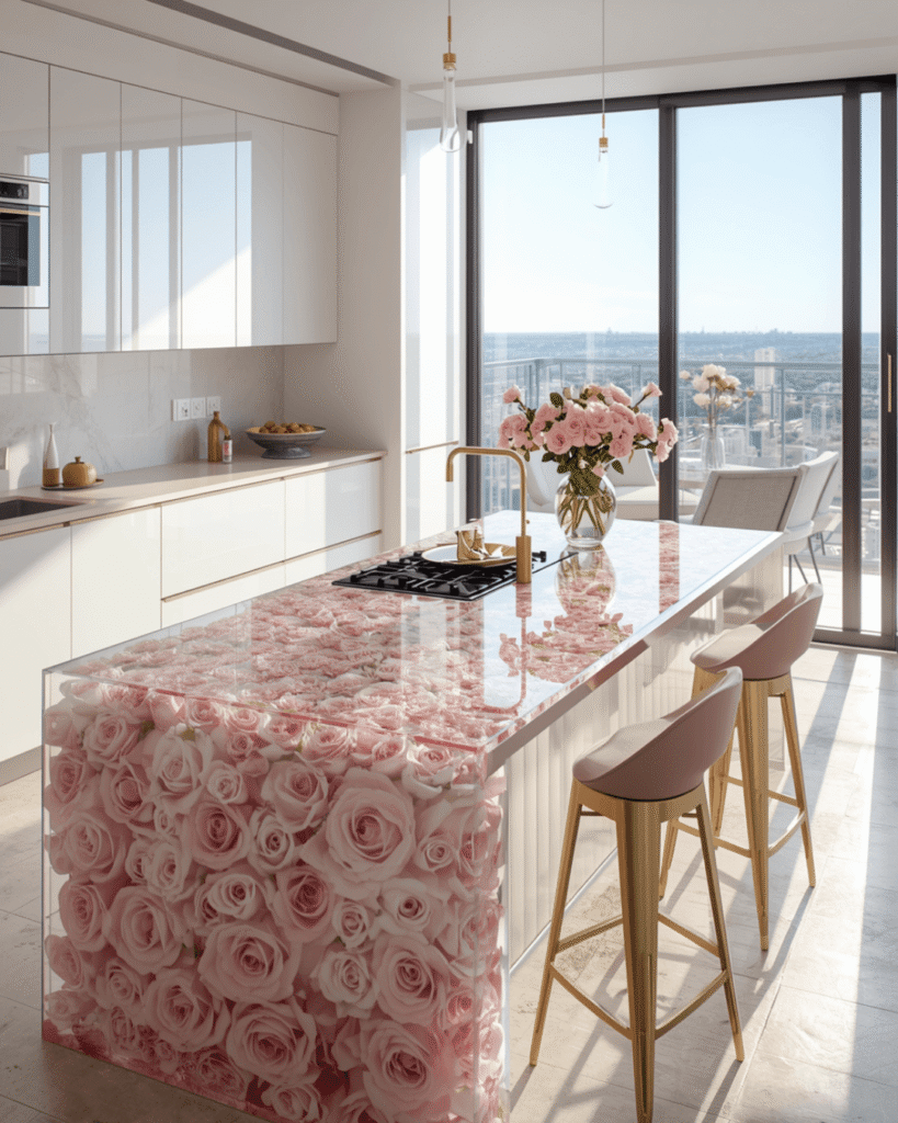 8. Unique Floral Countertop Ideas for Elegant Kitchen Spaces
