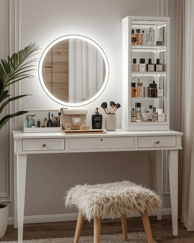 9. Beauty Room Organization Ideas with Modern Vanity Setup
