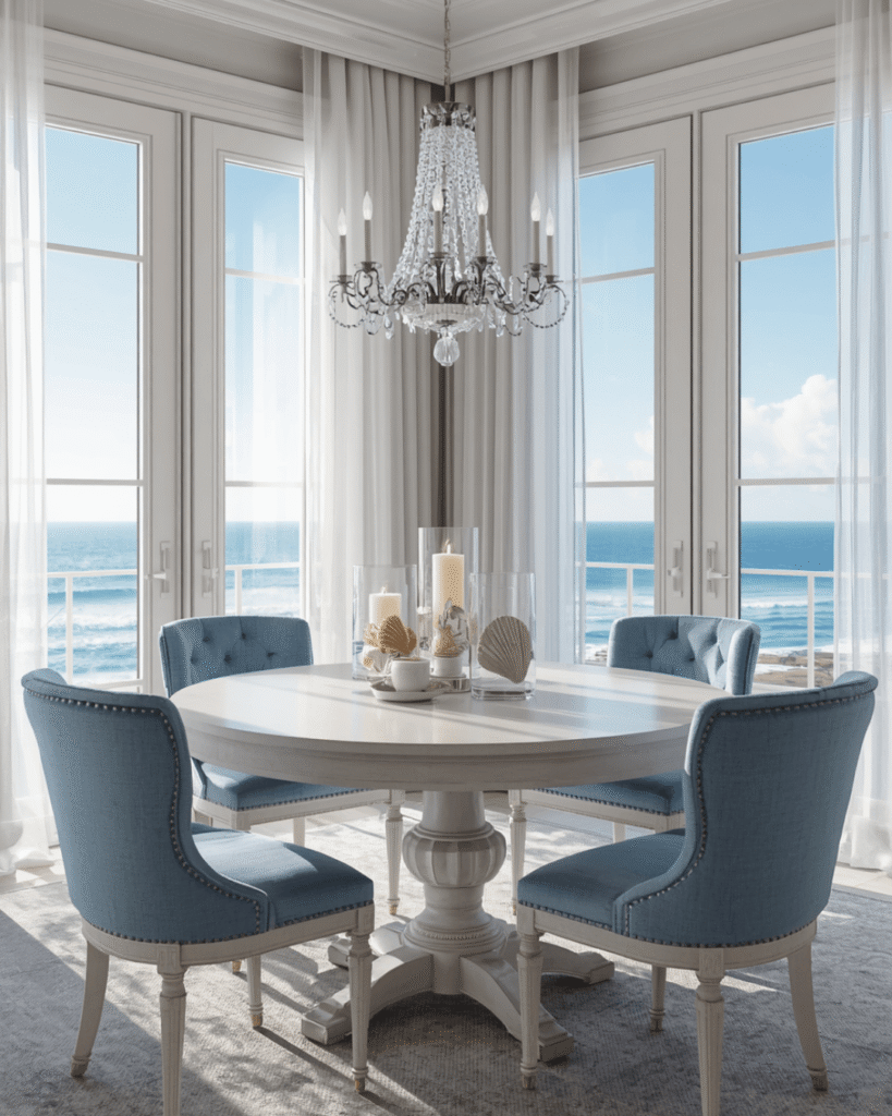 9. Minimal Coastal Dining Room Ideas with Luxury Details