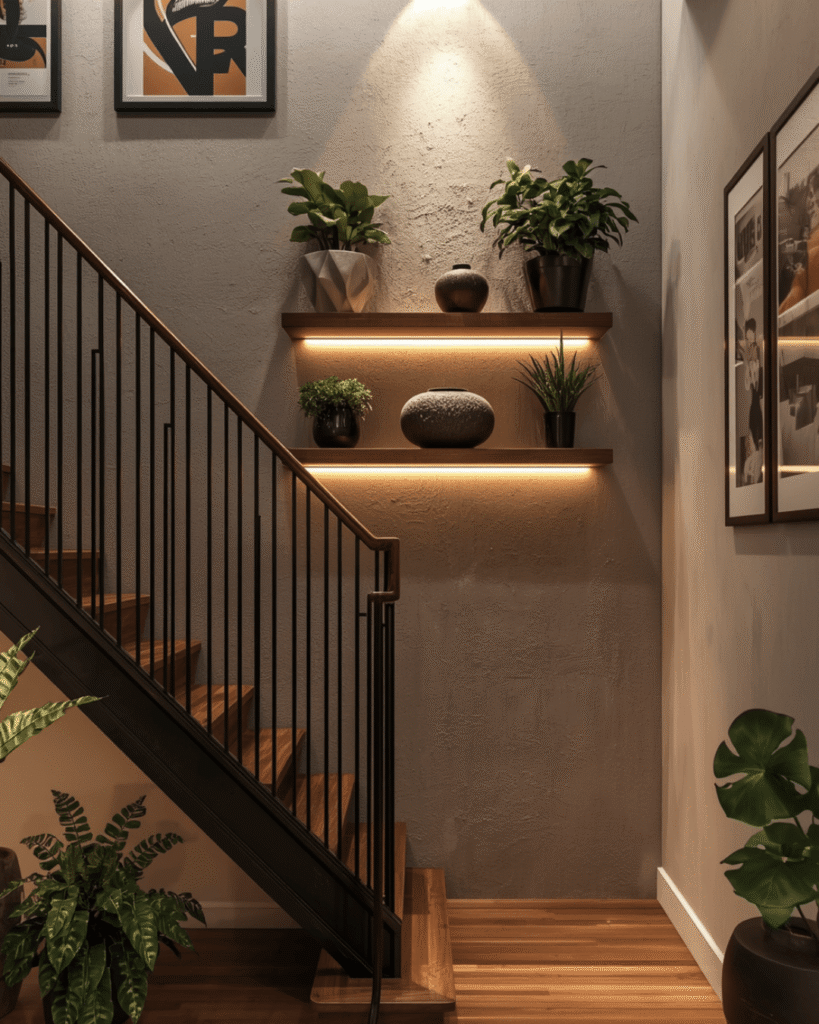 9. Space-Saving Staircase Decor Ideas with Vertical Design