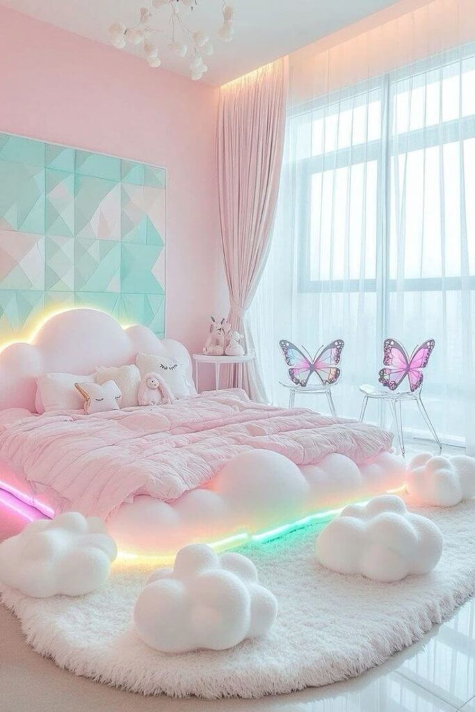Dreamy Pink Cloud Bedroom Ideas for Modern Girls Rooms