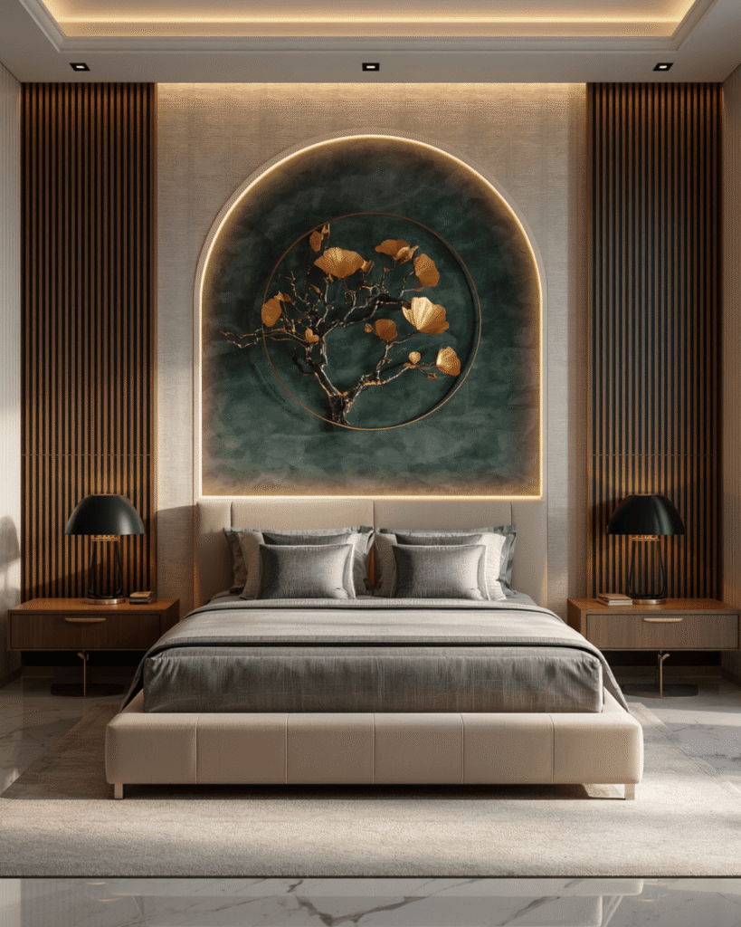3. Contemporary Bedroom Styling with Warm LED