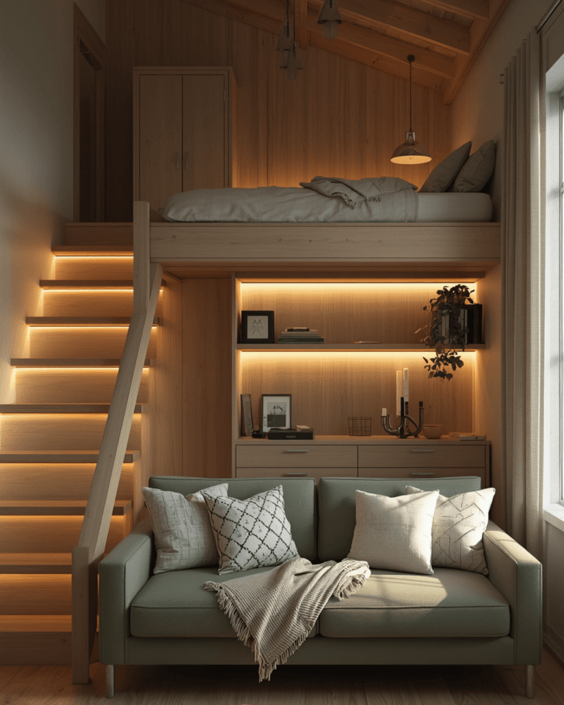 7. Luxury Small-Space Bedroom Design with Hidden Storage