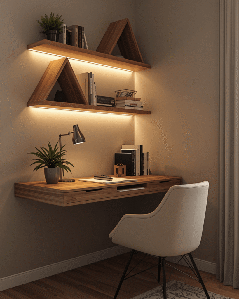 5. Modern Study Room Decor with Floating Shelves