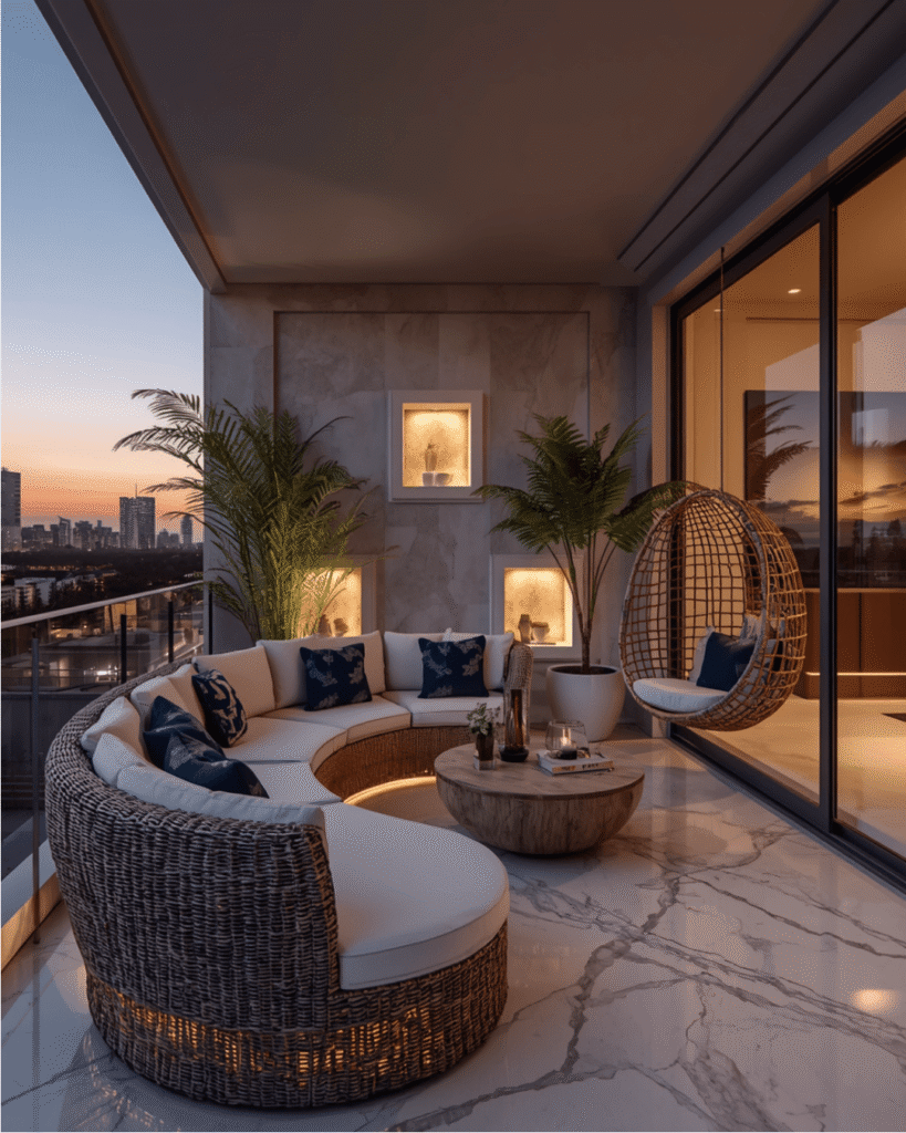 4. Luxury Apartment Balcony Design That Feels Like a Resort