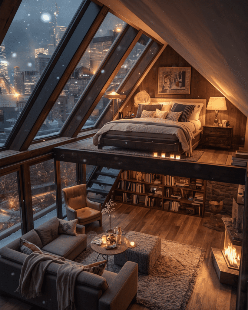 1. Cozy Attic Bedroom Ideas with Stunning Skylight Views