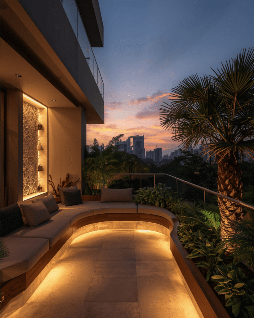 8. Warm Lighting Ideas to Elevate Outdoor Balcony Decor