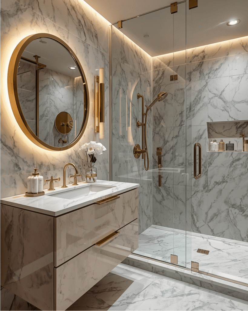 2. Elegant Marble Bathroom Interior Design