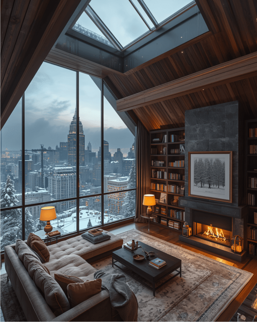 10. Luxury Attic Retreat with Fireplace and Panoramic Views