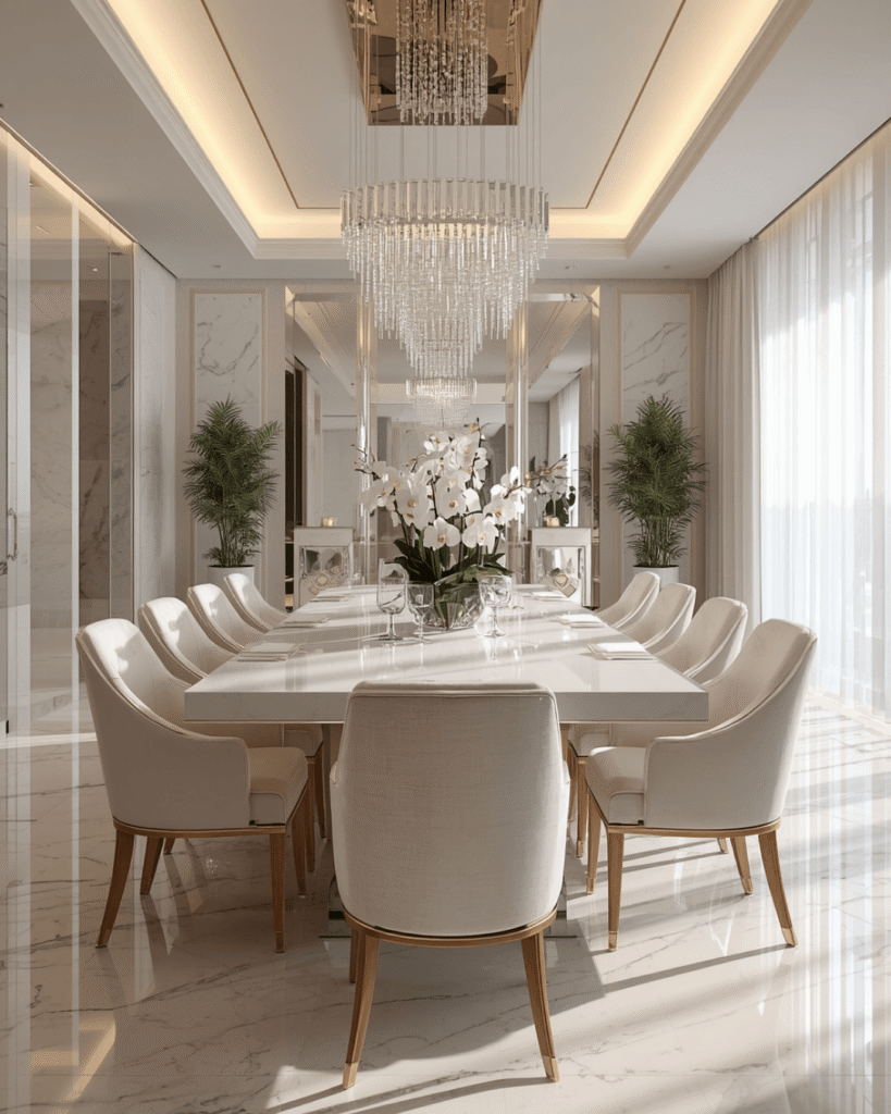 1. Luxury White Dining Room Ideas for a Sophisticated Home