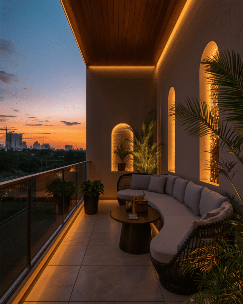 10. Stylish Balcony Lounge Inspiration for Evening Relaxation
