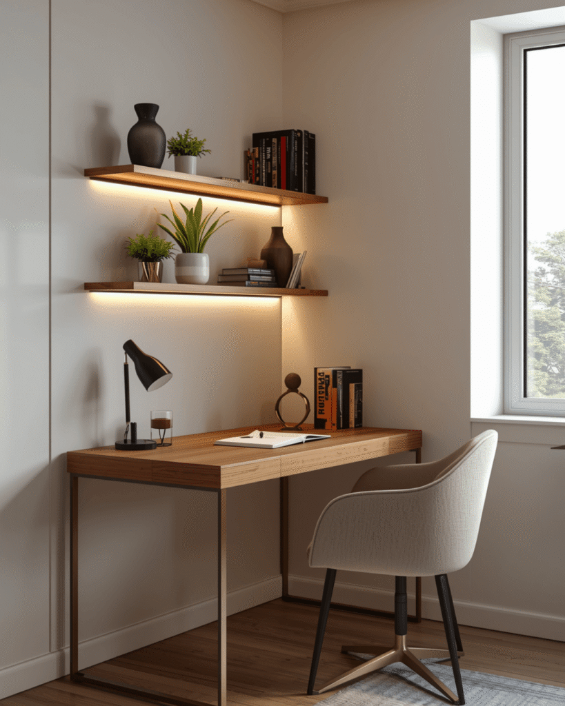 9. Warm Wooden Office Decor for Cozy Interiors