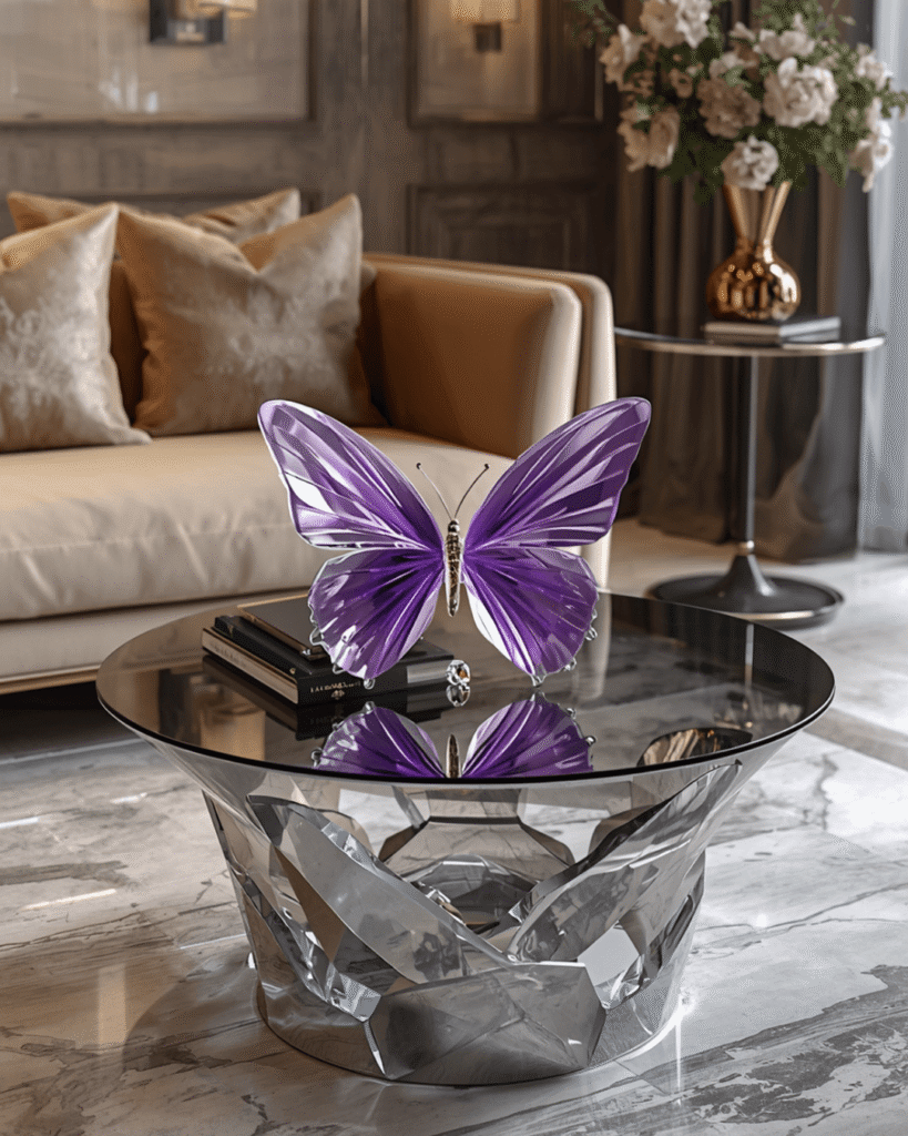 7. Stylish Purple Acrylic Coffee Table for Modern Decor