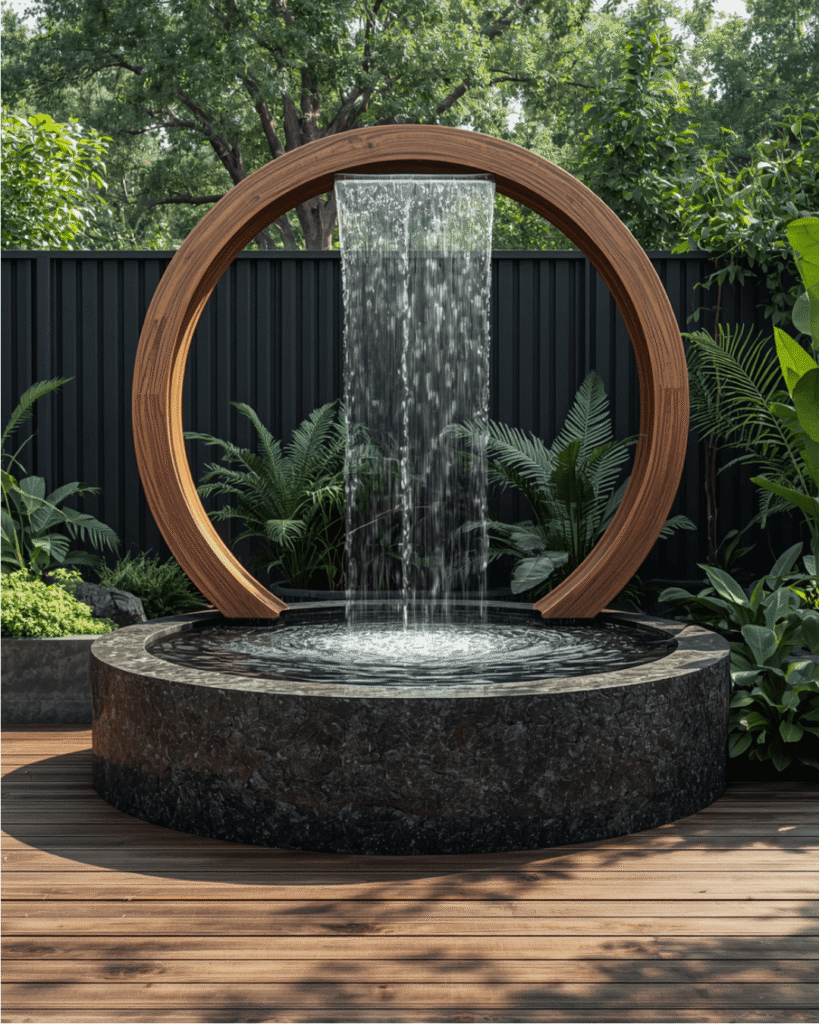 8. Backyard Oasis Ideas Inspired by Modern Waterfall