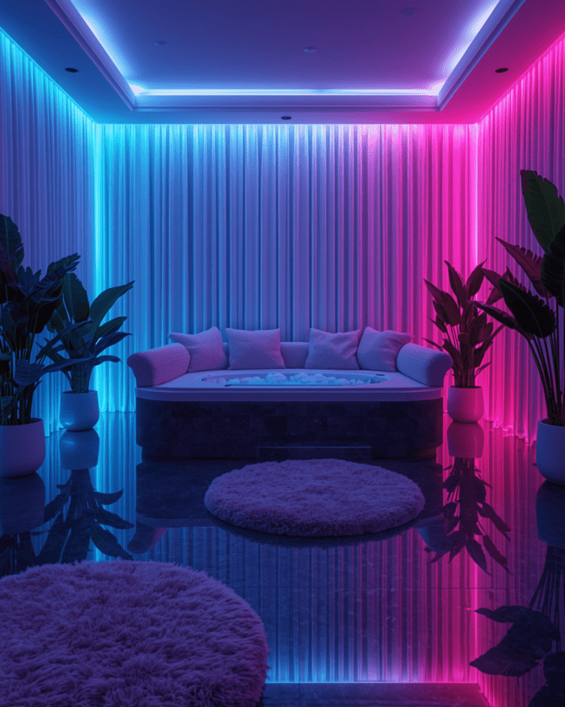 6. Stylish Relaxation Room with Indoor Spa Design