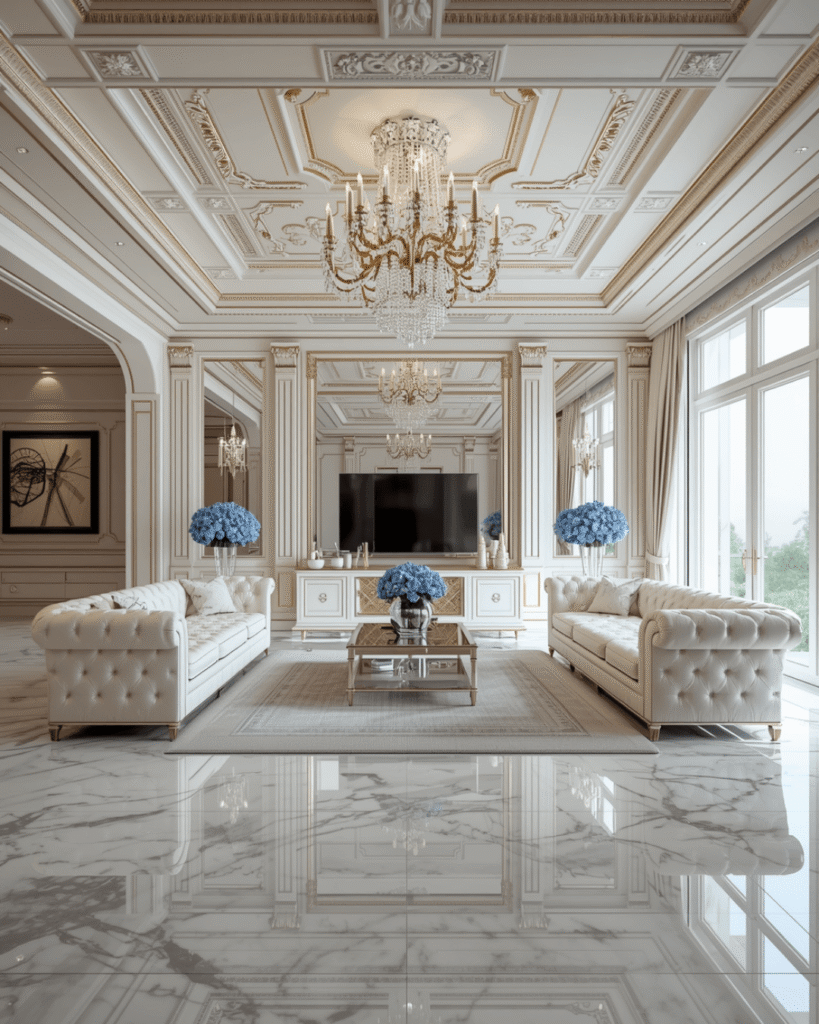 8. Bright Luxury Living Room with Large Windows and Elegant Furniture