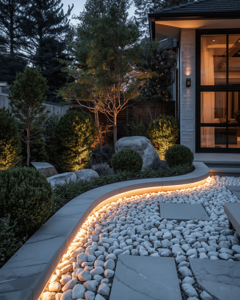 6. Contemporary Garden Edge Ideas with LED Strip Lighting