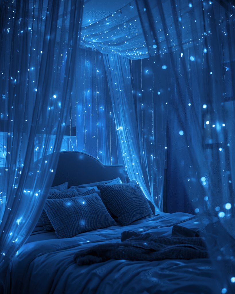 4. Cozy Night Sky Bedroom Ideas with LED Lighting