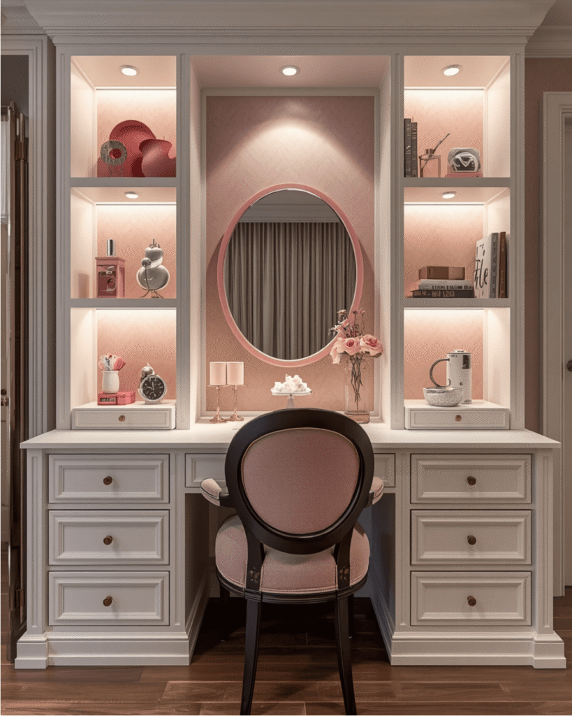 7. Feminine Bedroom Decor Ideas with Soft Pink Lighting