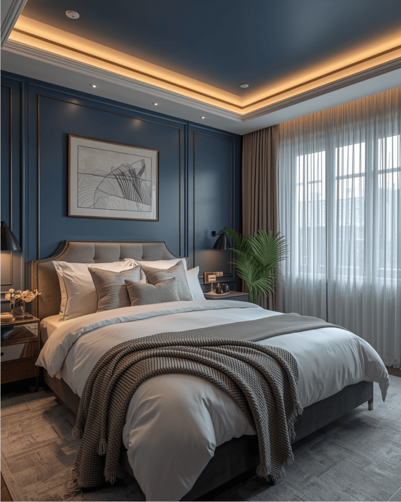 4. Modern Bedroom Decor Ideas Featuring Blue and White Tones