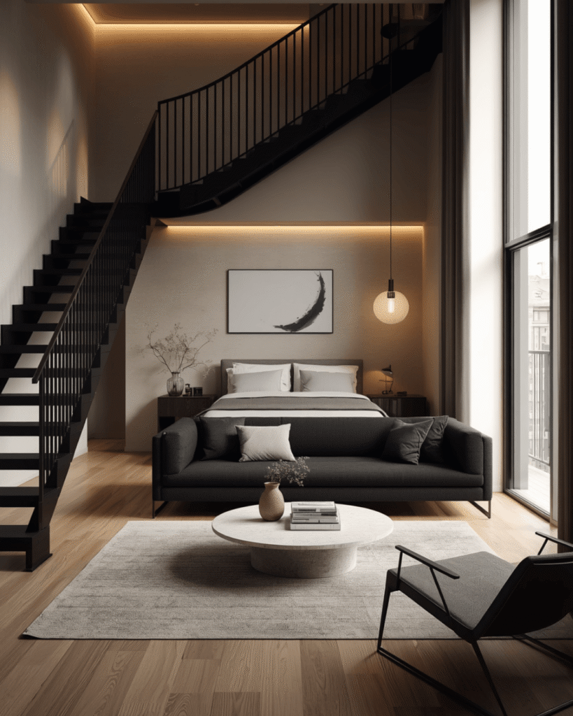 9. High-End Minimal Loft Bedroom for Contemporary Homes