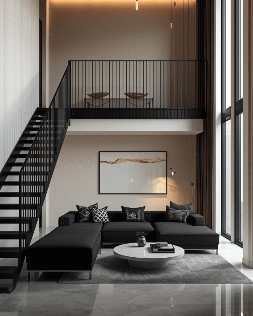 3. Stylish Curved Staircase Loft Design for Small Homes
