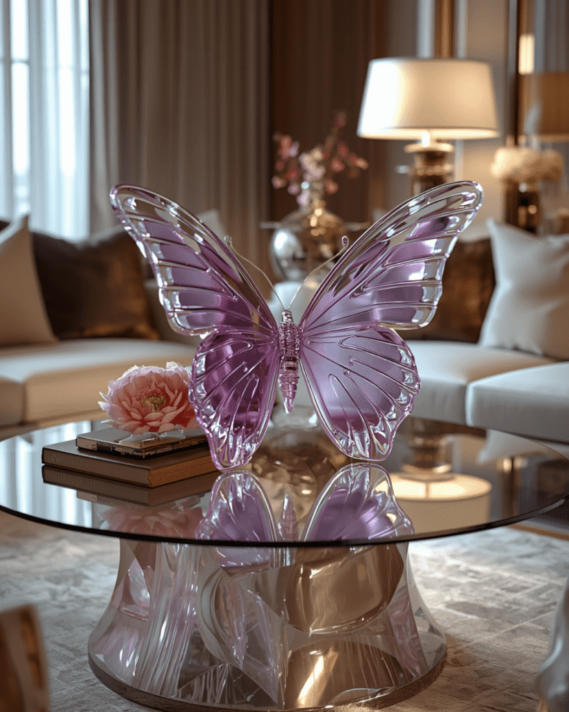 6. Luxury Living Room Furniture with Artistic Butterfly Design