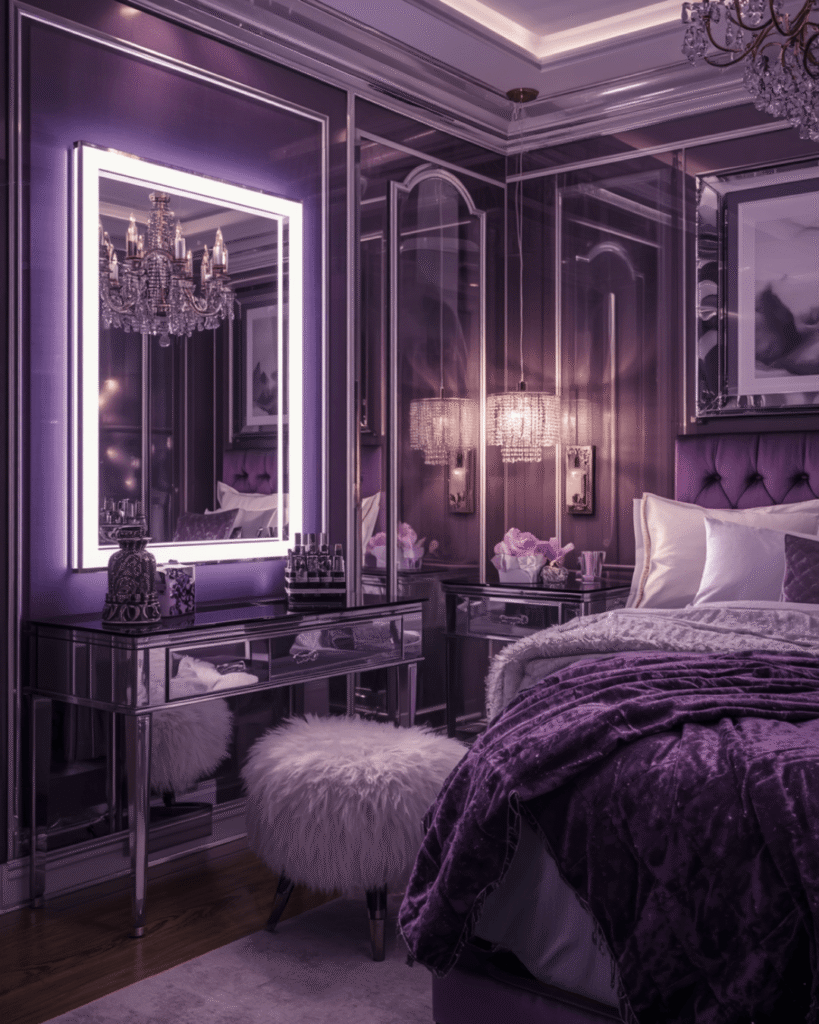 7.Purple LED Bedroom Aesthetic for Trendy Interior Decoration