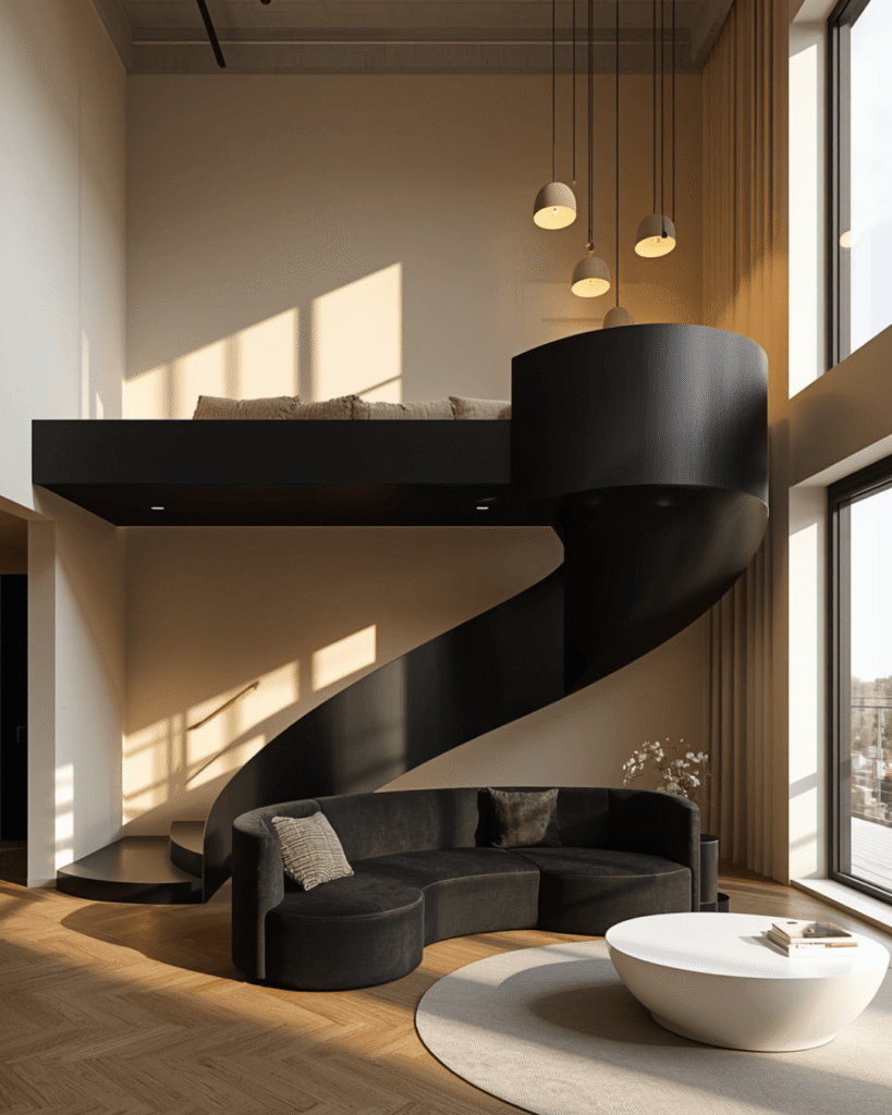 1. Modern Loft Bedroom and Living Room Design Ideas