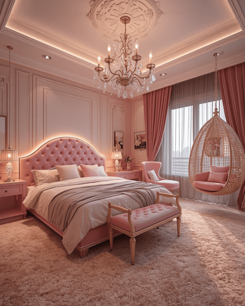 1. Luxury Pink Princess Bedroom Ideas for Modern Girls
