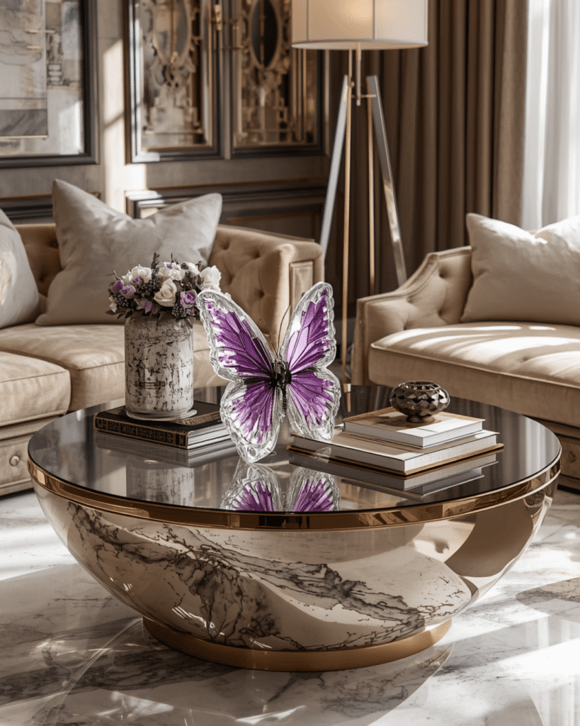 1. Luxury Butterfly Coffee Table Ideas for Glam Living Rooms