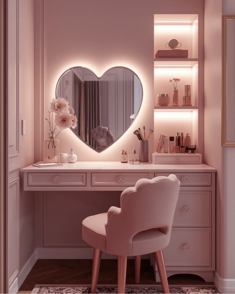 1. Pink Vanity Desk Ideas for a Dreamy Feminine Bedroom