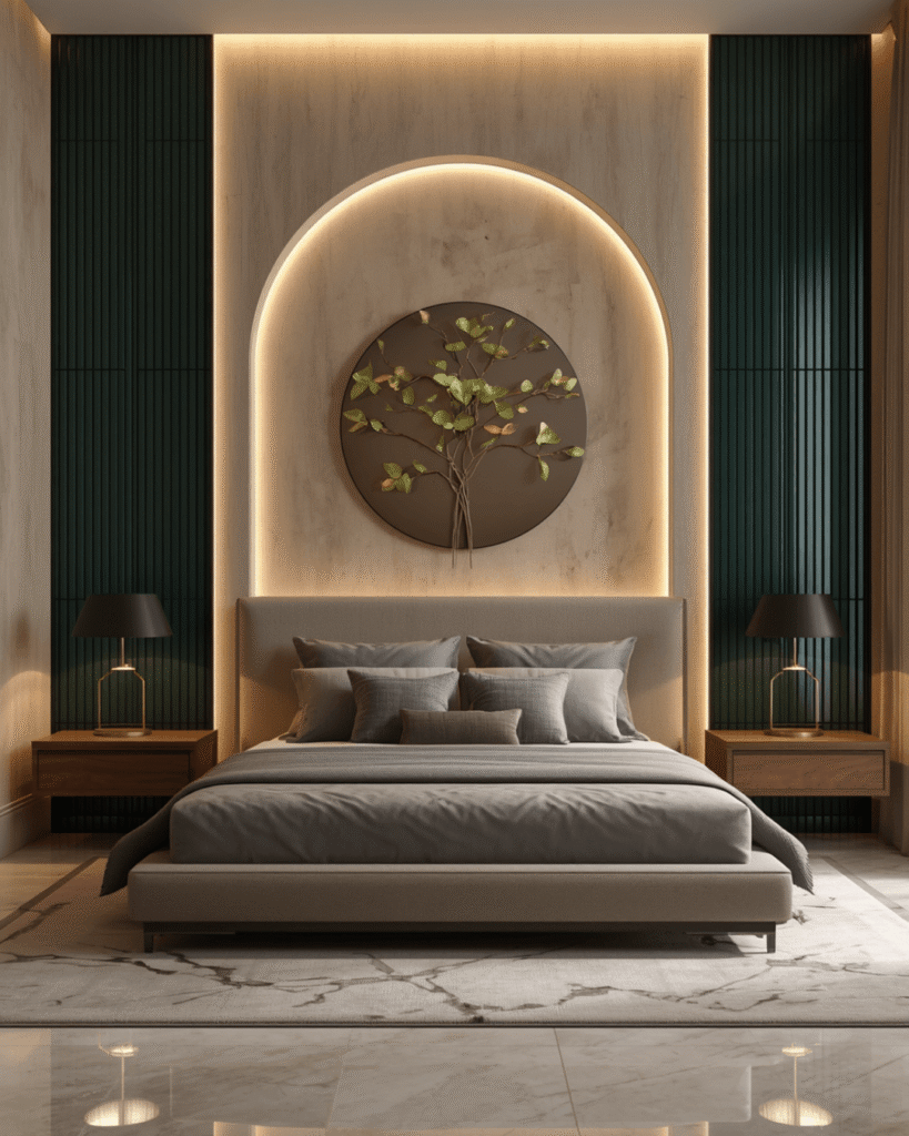 1. Modern Luxury Bedroom Design with Statement Wall Art