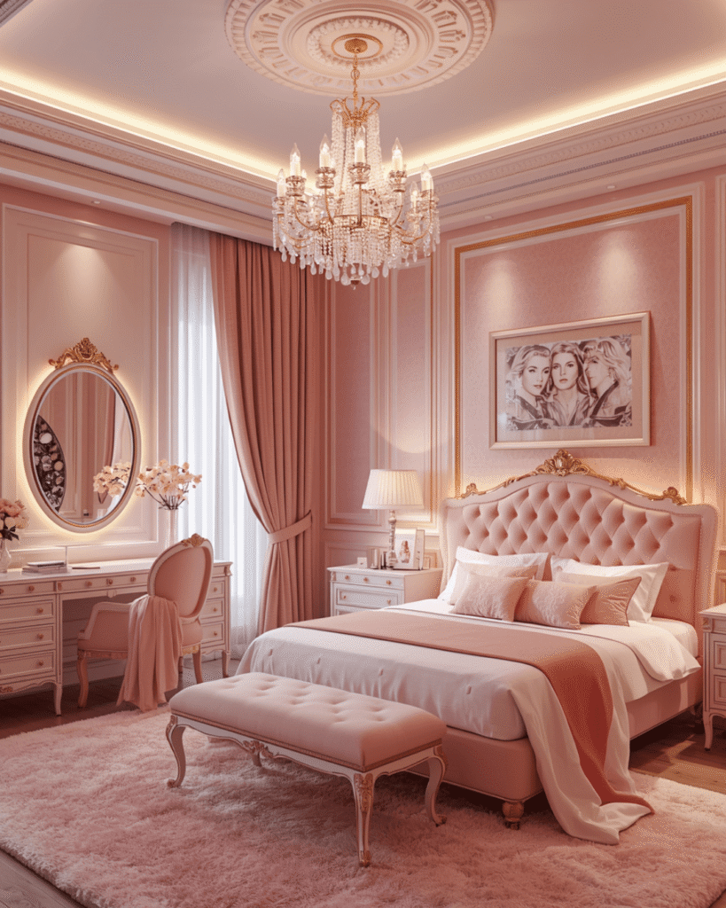 10. Elegant Princess Bedroom Decor with Modern Luxury Style