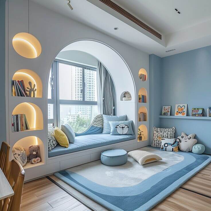 2. Beautiful Blue Kids Bedroom Design