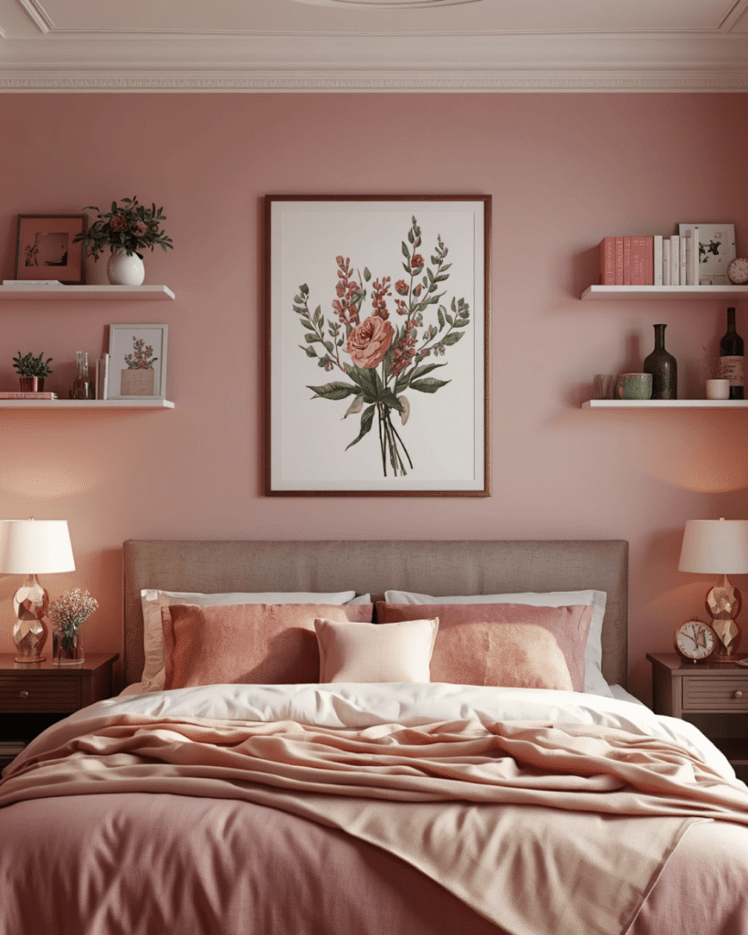 10. Charming Bedroom Setup with Fairy Lights and Soft Rug Design