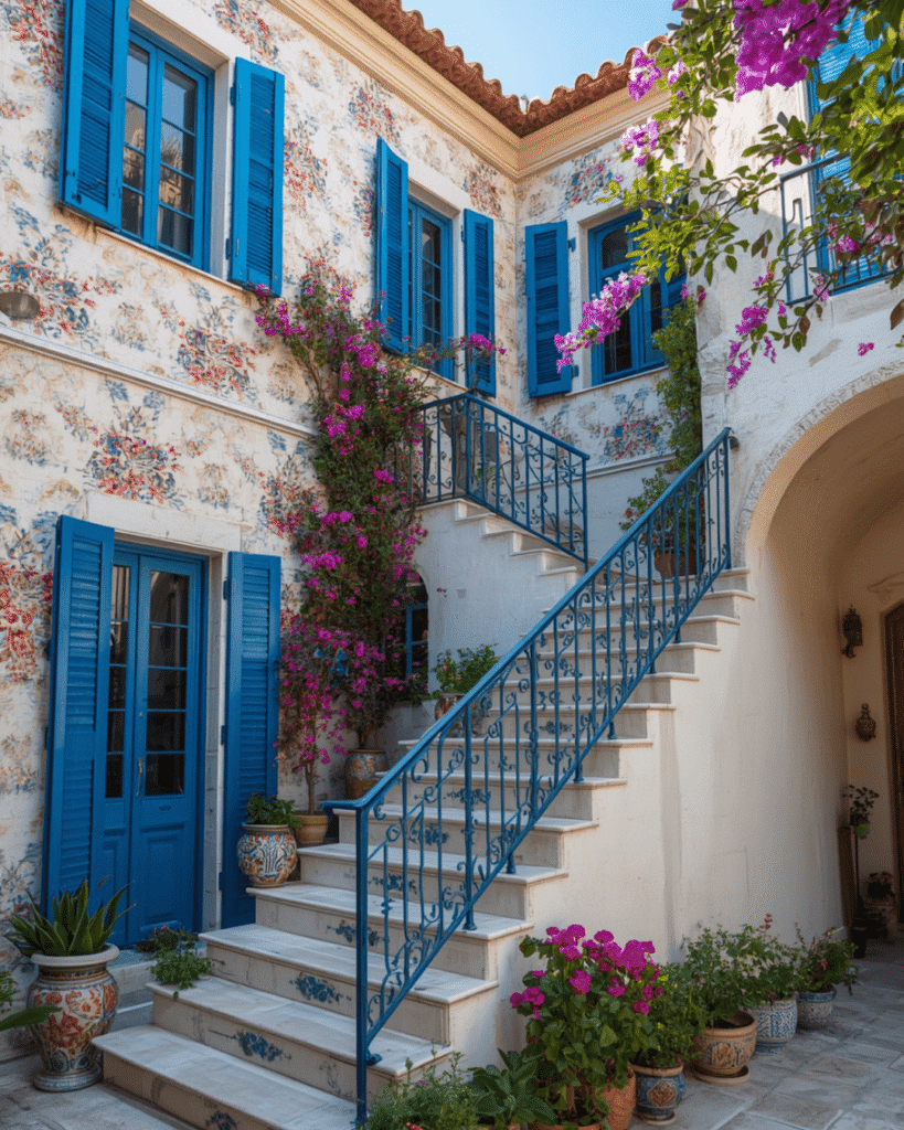 2. How Floral Tile Designs Transform Mediterranean Home Exteriors