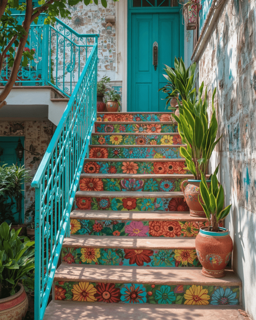 4. Hand-Painted Staircase Designs