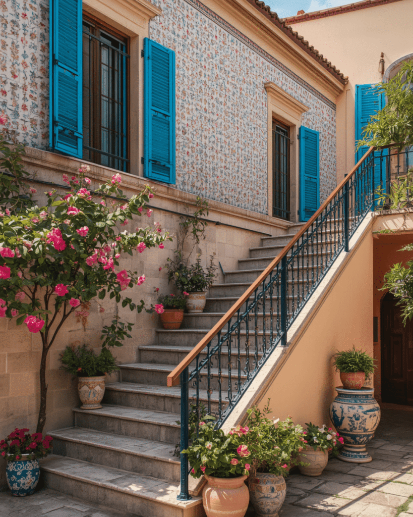 1. Charming Mediterranean House with Blue Shutters