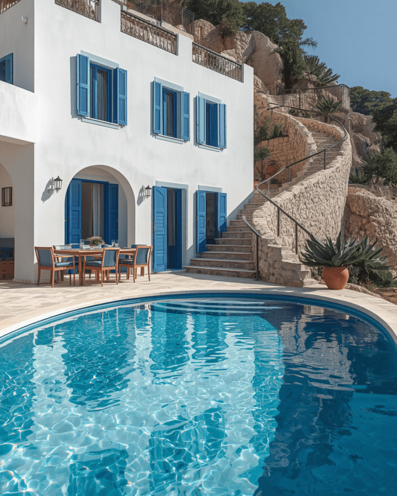 3. Small Mediterranean Pool Courtyard Ideas