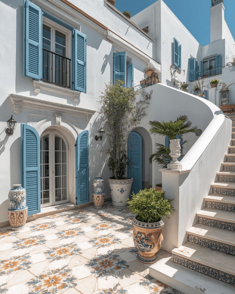 7. Blue Shutters and A Timeless Mediterranean Combination