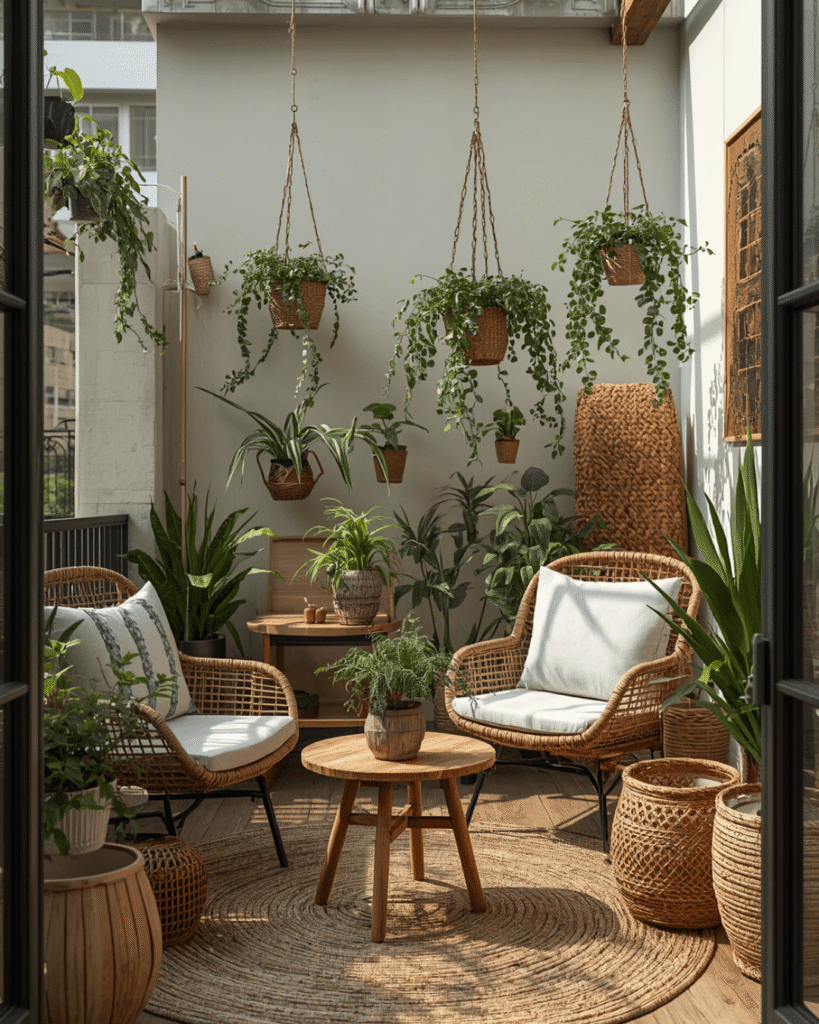 9. Boho Balcony Garden Design for Apartments